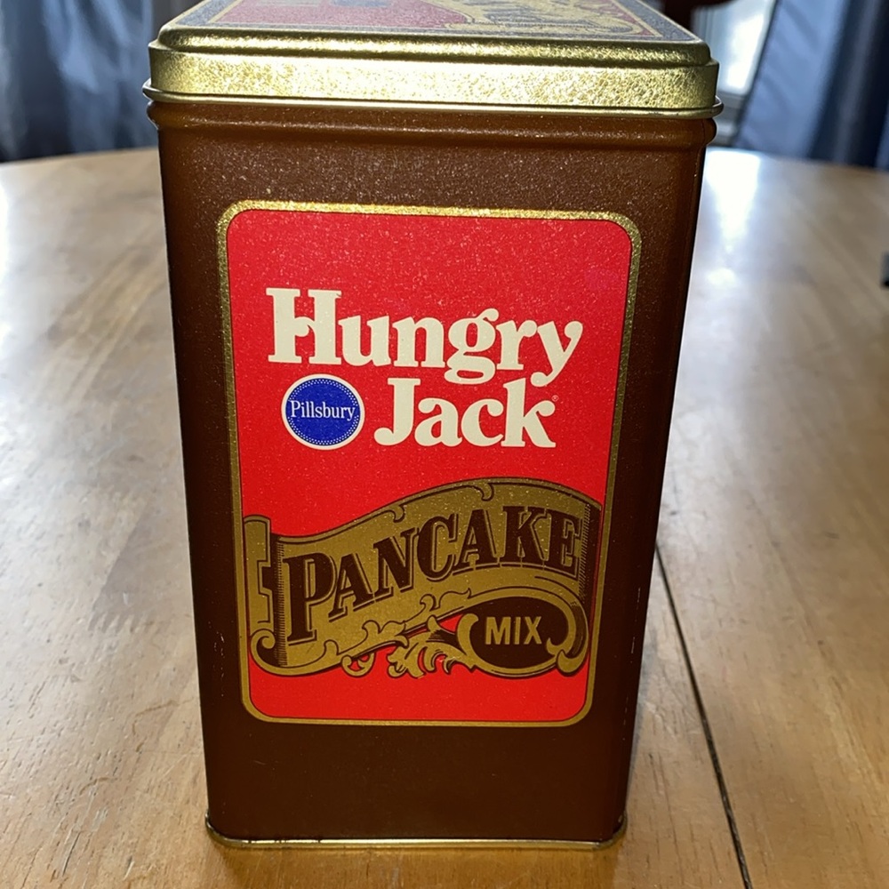 Vintage Tin Pillsbury Advertising collectible tin. Hungry Jack pancake canister. - Picture 2 of 6